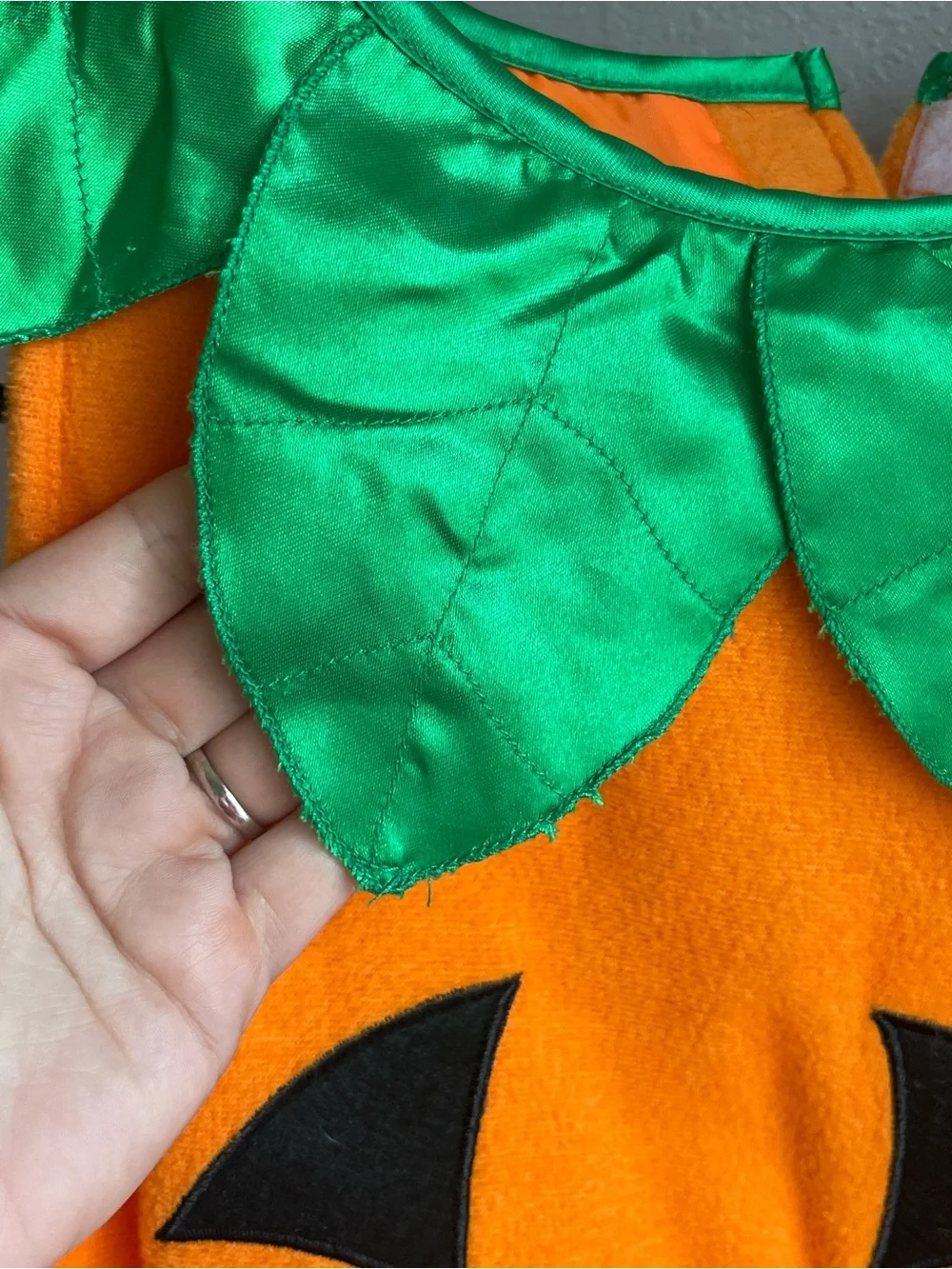Classic Orange Pumpkin Costume with Green Leaf Collar - Toddler / Kids